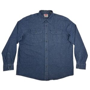 Wrangler Shirt Men's XL Blue Denim Flex For Comfort Long Sleeve Button Up
